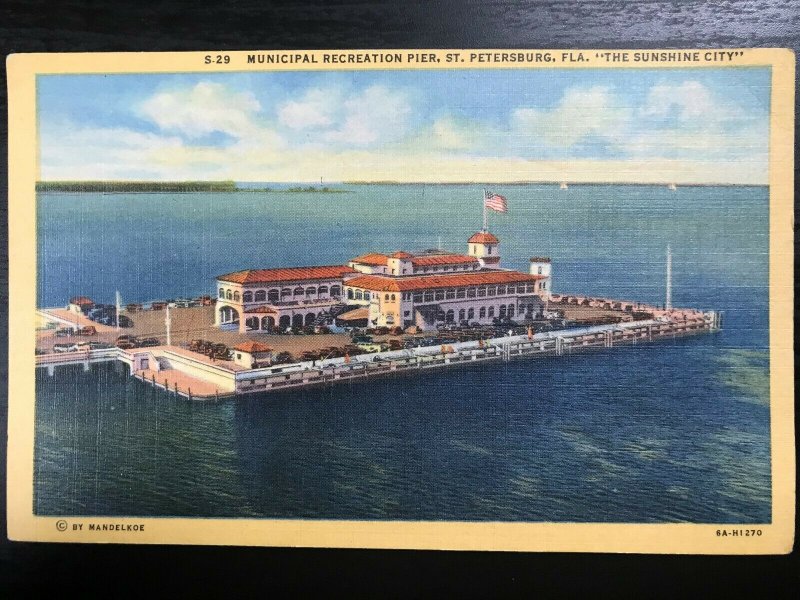 Vintage Postcard 1936 Municipal Recreation Pier St. Petersburg Sunshine City Fl.