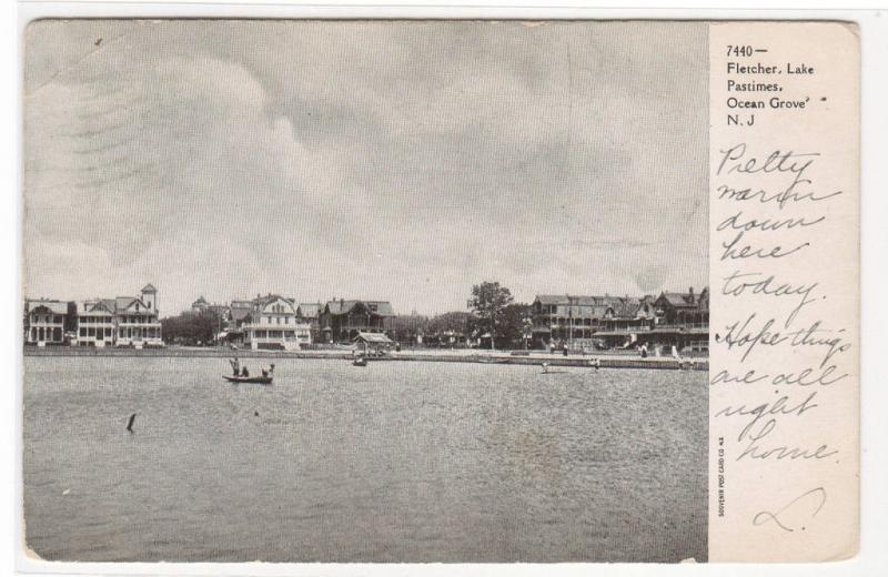 Fletcher Lake Pastimes Ocean Grove New Jersey 1907c postcard