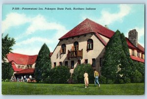 c1950's Potawatomi Inn & Restaurant Pokagon State Park Northern Indiana Postcard