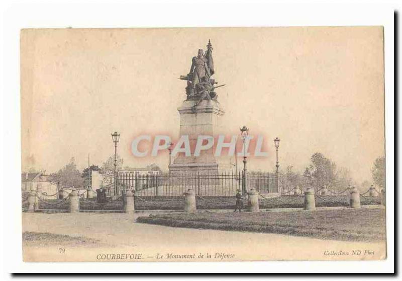 Courbevoie Old Postcard Monument of Defense