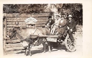 RPPC HOT SPRINGS Cow-Cart  Happy Hollow Arkansas Photo Vintage Postcard c1930s