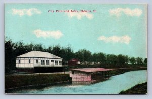 K8/ Urbana Illinois Postcard c1910 City Park and Lake Pavilion  269
