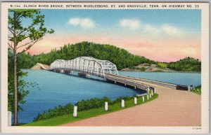 Clinch River Bridge TN KY Highway 33 Vintage Linen Postcard TVA Norris Dam H82