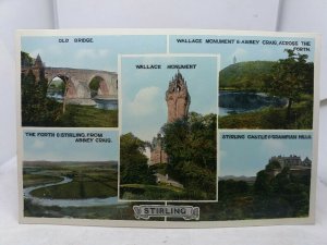 Vintage Multiview Postcard Stirling Wallace Monument Stirling Castle Forth 1950s