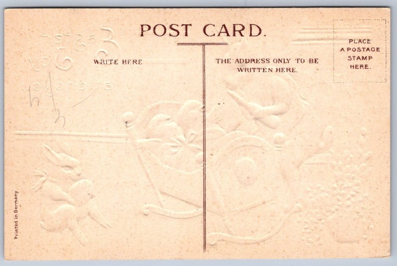 K26/ Easter Postcard Holiday Greetings c1910 Dressed Rabbits 180