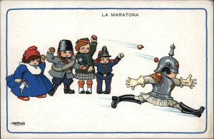 A. Bertiglia Children as World Leaders WWI Propaganda Satire Postcard #1