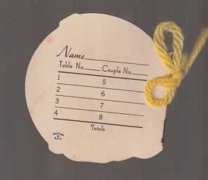 Vintage HALLOWEEN c1940s BRIDGE TALLY BLACK CAT Fuzzy Flocked EX CARPENTIER