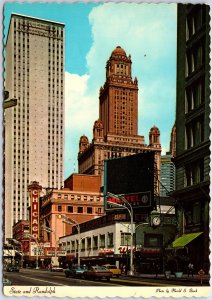 VINTAGE CONTINENTAL SIZE POSTCARD STATE AND RANDOLPH STREET SCENE CHICAGO 1970s