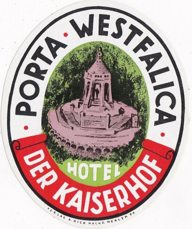 Germany Porta Westfalica Hotel Der Kaiserhof Vintage Luggage Label sk3021