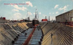 BALTIMORE MARYLAND SKINNER'S DRY DOCK~STEAMER SHIP POSTCARD 1910