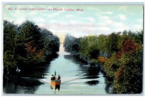 1910 Canal Lakes Lake Cadillac And Mitchell Cadillac Michigan MI Posted Postcard