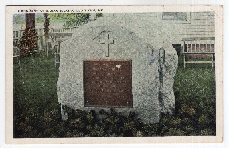 Old Town, Me., Monument At Indian Island