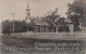 Real Photo - ME Church & Parsonage Bristol, SD, USA Writing on back 