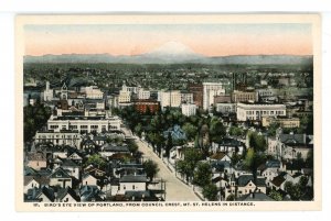 OR - Portland. Bird's Eye View, Mt. St. Helens in Distance
