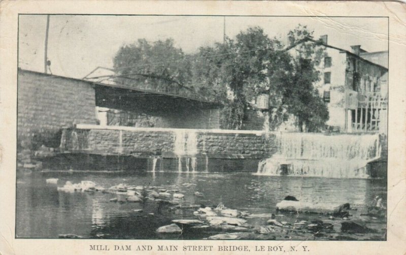 LE ROY, New York, 1910; Mill Dam and Main Street Bridge