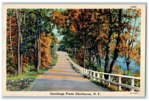 1944 Greetings From Sherburne Grove Dirt Road River New York NY Posted Postcard 