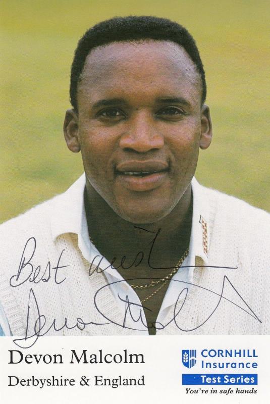 Devon Malcolm Derbyshire England Cricket Club Team Player Hand Signed Photo