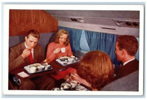 c1960 United Airlines DC-6 Mainliner Mealtime Aloft Advertising Vintage Postcard