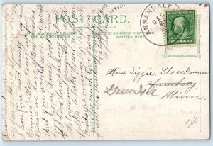 1909 Christmas Holy Angel With Flowers Holly Berries Embossed Antique Postcard