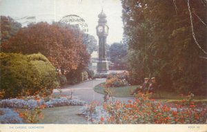 UK England Dorset Dorchester gardens and clocktower 1953