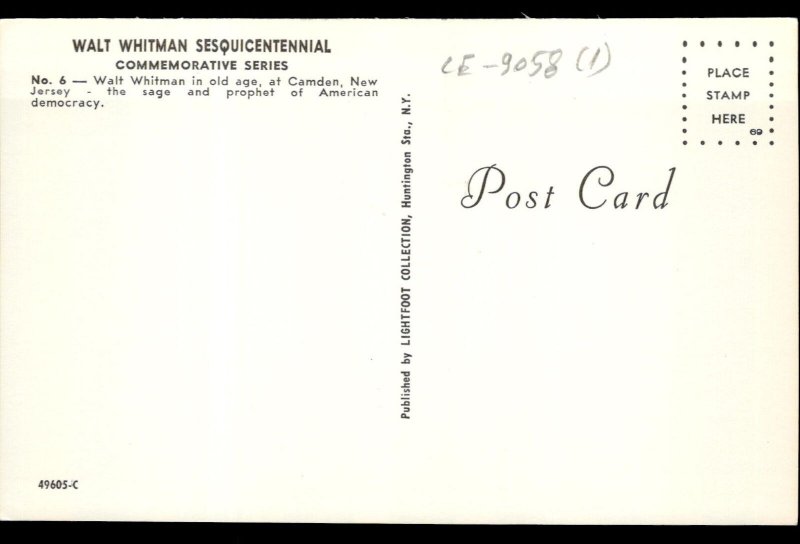 CE9058 1-2 walt withman sesquicentennial  poet historical figures usa 