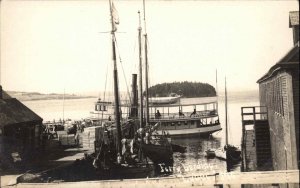 Lubec Maine ME Ferry Bo9at Landing c1905 Real Photo Postcard