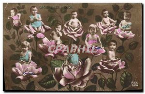 Old Postcard Fun Children Baby Flowers