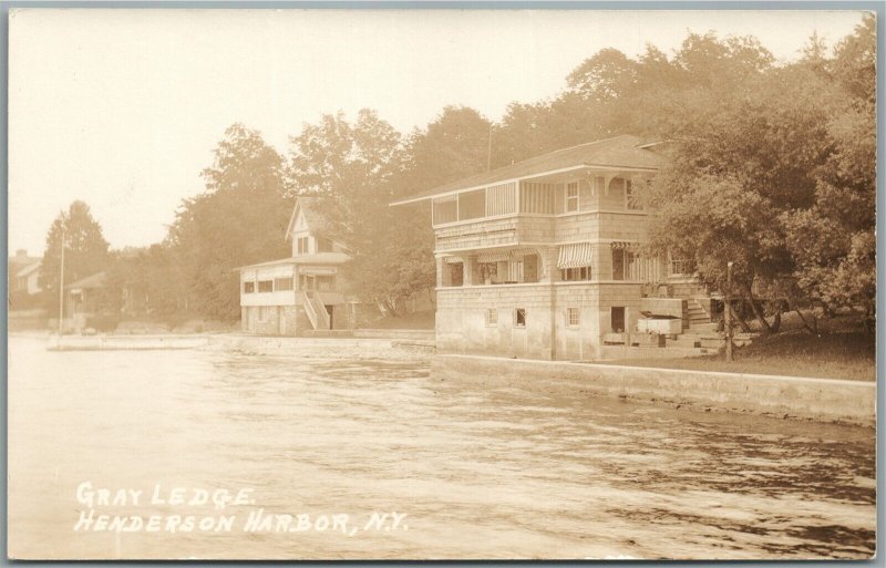 HENDERSON HARBOR NY GRAY LEDGE ANTIQUE REAL PHOTO POSTCARD RPPC