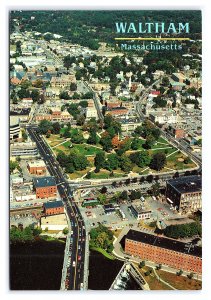 Waltham Massachusetts Postcard Continental Aerial View Card
