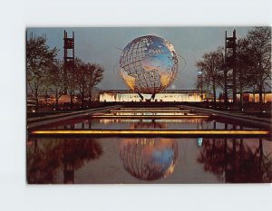 Postcard Unisphere Night Scene, New York World's Fair, Queens, New York