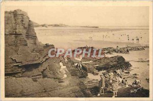Old Postcard Rocks and Carteret Beach at low tide
