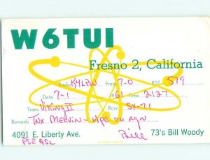 Pre-1980 RADIO CARD - CB HAM OR QSL Fresno California CA AH1136