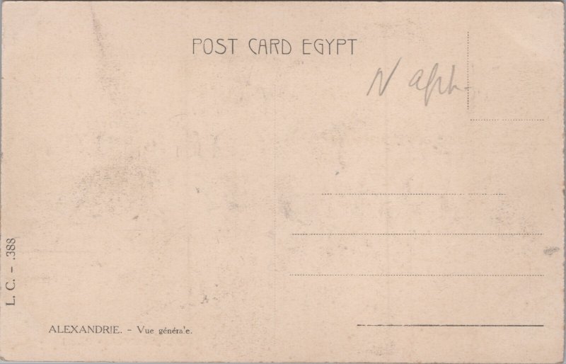 Egypt Alexandria General View Postcard C382