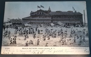 Postcard NY Coney Island Beach Bathing Balmer's glitter 1905 Ossining PM