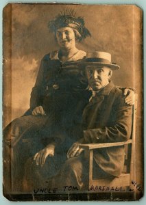 RPPC Studio View Named Subject Uncle Tom Marshall & Wife Postcard Trimmed C14