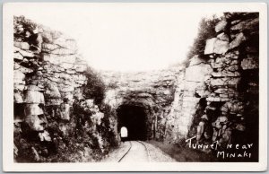 Railway Tunnel near Minaki Ontario ON East of Minaki c1940 RPPC Postcard H62