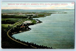 Lake City Minnesota MN Postcard Birds Eye State Militia Encampment Grounds c1910