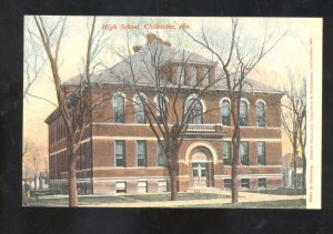 CHILLICOTHE MISSOURI HIGH SCHOOL BUILDING CLARK'S PHARMACY VINTAGE POSTCARD MO