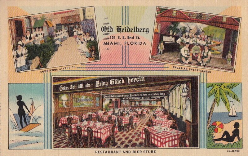 Postcard Old Heidelberg Miami FL 1950