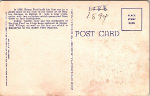 Greenfield Village Dearborn Michigan First Ford Motor Vehicle Linen Postcard 