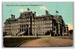 Vintage 1913 Postcard US Flags State War & Navy Departments Washington DC