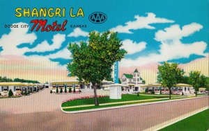 Postcard Shangri La Dodge City Motel Kansas KS