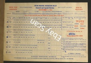 Grand Rapids MI Kennedy Voting Machine Instruction Ballot Nov 1960 - B4