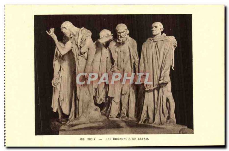 Old Postcard Rodin's Burghers of Calais