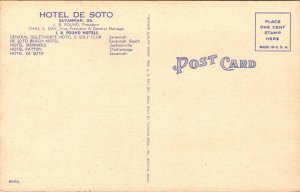 Linen Postcard Hotel De Soto in Savannah, Georgia~139157