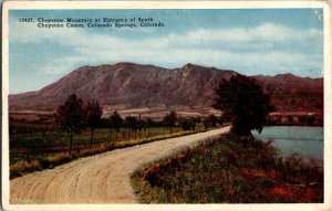 View of Cheyenne Mountain, Colorado Springs CO Vintage Postcard F63