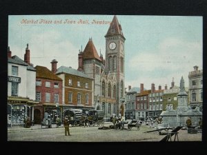 Berkshire NEWBURY Market Place & Town Hall showing PICKFORDS CART Old Postcard