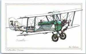 Postcard - The Swallow Biplane - Varney Air Lines