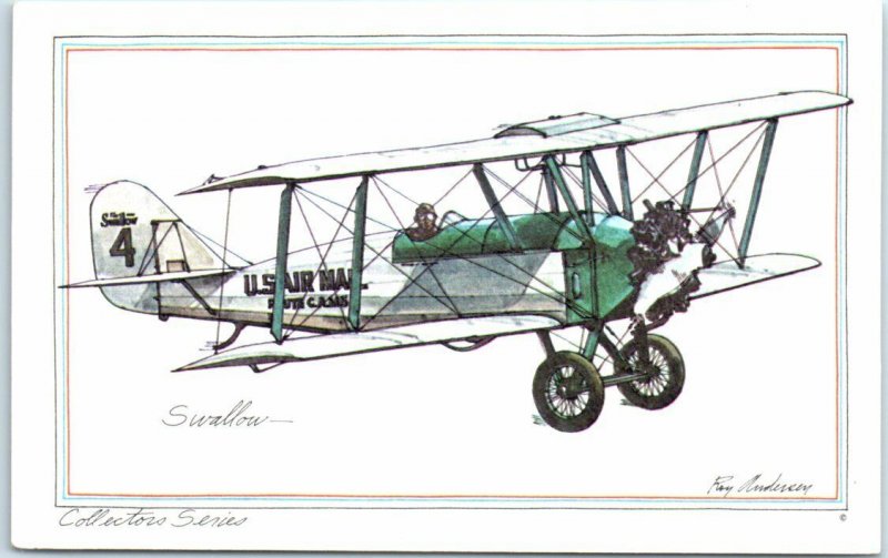 Postcard - The Swallow Biplane - Varney Air Lines