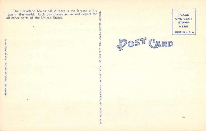 Cleveland Ohio Municipal Airport Dirigible Antique Postcard K103750